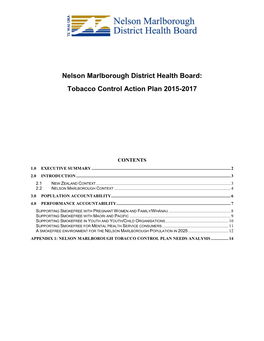 Nelson/Marlborough District Health Board Tobacco Control Plan