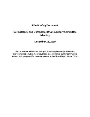 FDA Briefing Document Dermatologic and Ophthalmic Drugs Advisory