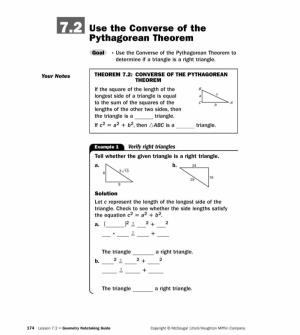 Use the Converse of the Pythagorean Theorem