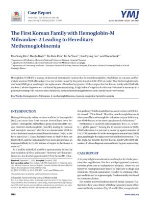 The First Korean Family with Hemoglobin-M Milwaukee-2 Leading to Hereditary Methemoglobinemia