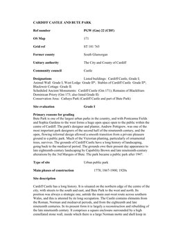 CARDIFF CASTLE and BUTE PARK Ref Number PGW (Gm) 22