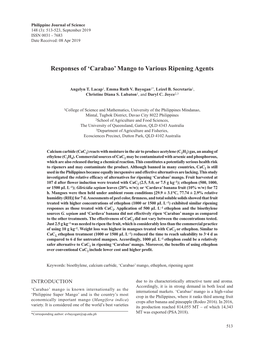 Responses of 'Carabao' Mango to Various Ripening Agents