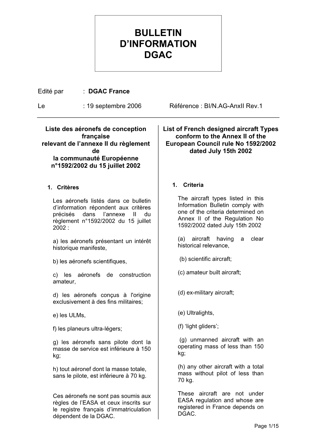 Bulletin D'information Dgac