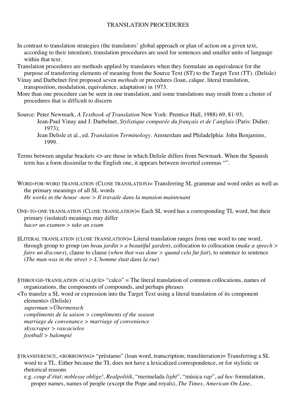 TRANSLATION PROCEDURES in Contrast to Translation Strategies