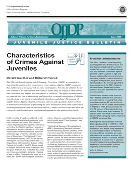 Characteristics of Crimes Against Juveniles