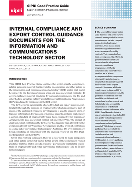 Internal Compliance and Export Control Guidance Documents for The