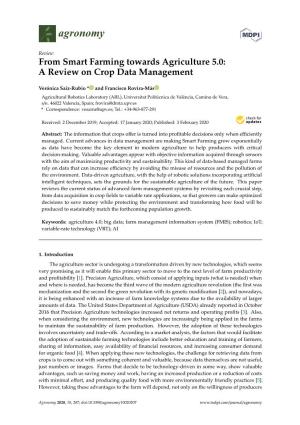 From Smart Farming Towards Agriculture 5.0: a Review on Crop Data Management