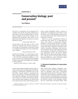 Conservation Biology: Past and Present1