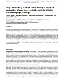 Drug Repositoning Or Target Repositioning: a Structural Perspective of Drug-Target-Indication Relationship for Available Repurposed Drugs