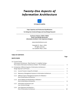 Twenty-One Aspects of Information Architecture