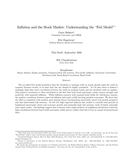 Inflation and the Stock Market: Understanding the “Fed Model”∗
