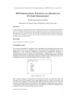 Os Verification - a Survey As a Source of Future Challenges