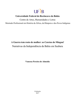 Narrativas Da Independência Da Bahia Em Saubara