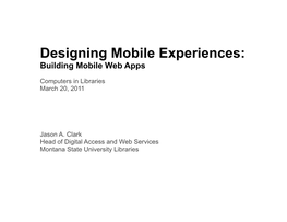 Designing Mobile Experiences: Building Mobile Web Apps