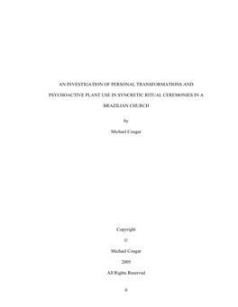 Ii an INVESTIGATION of PERSONAL TRANSFORMATIONS AND