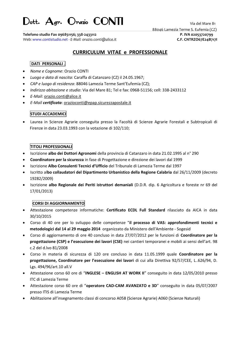 CURRICULUM VITAE E PROFESSIONALE