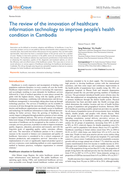 The Review of the Innovation of Healthcare Information Technology to Improve People's Health Condition in Cambodia