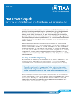 Not Created Equal: Surveying Investments in Non-Investment Grade U.S