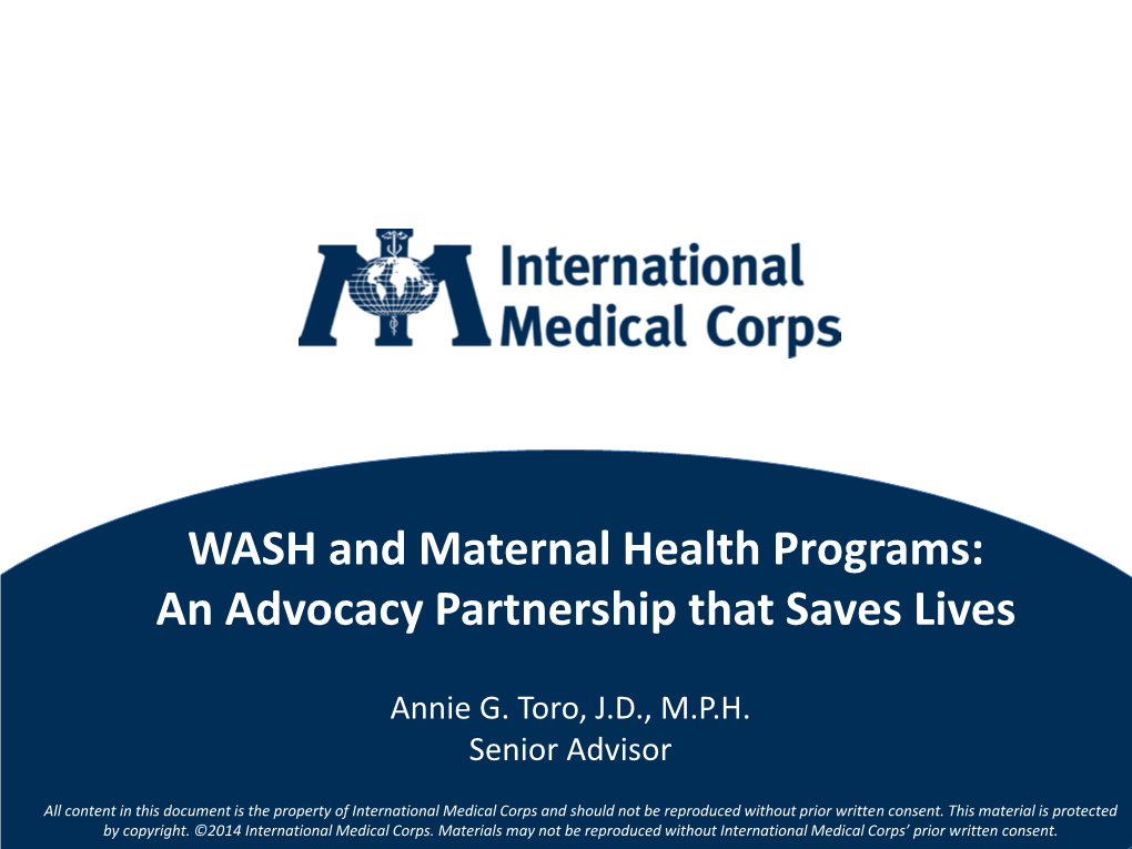 WASH and Maternal Health Programs: an Advocacy Partnership That Saves Lives