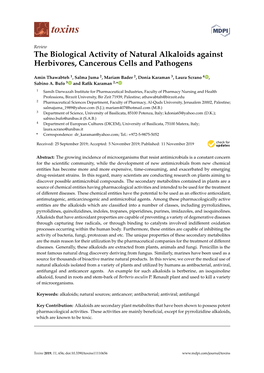 The Biological Activity of Natural Alkaloids Against Herbivores, Cancerous Cells and Pathogens