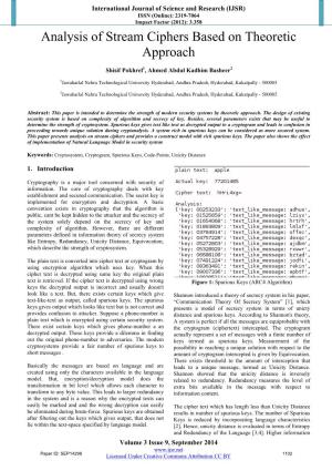 Analysis of Stream Ciphers Based on Theoretic Approach