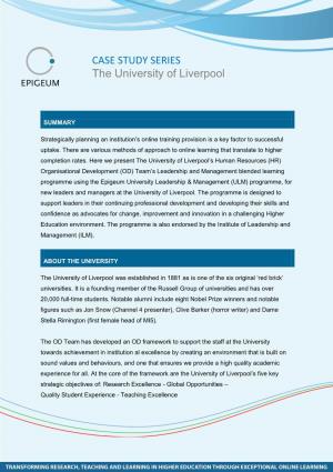 CASE STUDY SERIES the University of Liverpool