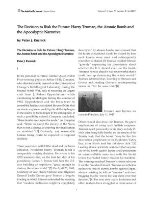Harry Truman, the Atomic Bomb and the Apocalyptic Narrative by Peter J