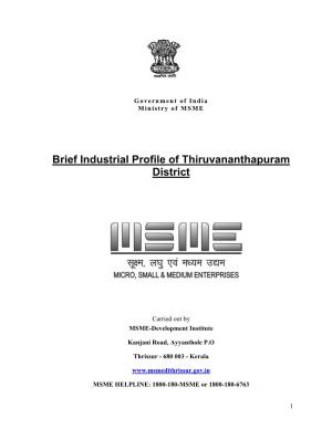 Brief Industrial Profile of Thiruvananthapuram District