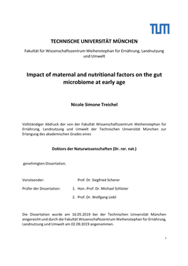 Impact of Maternal and Nutritional Factors on the Gut Microbiome at Early Age