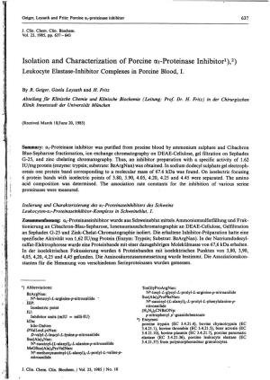 Isolation and Characterization of Porcine Ott-Proteinase Inhibitor1),2) Leukocyte Elastase-Inhibitor Complexes in Porcine Blood, I