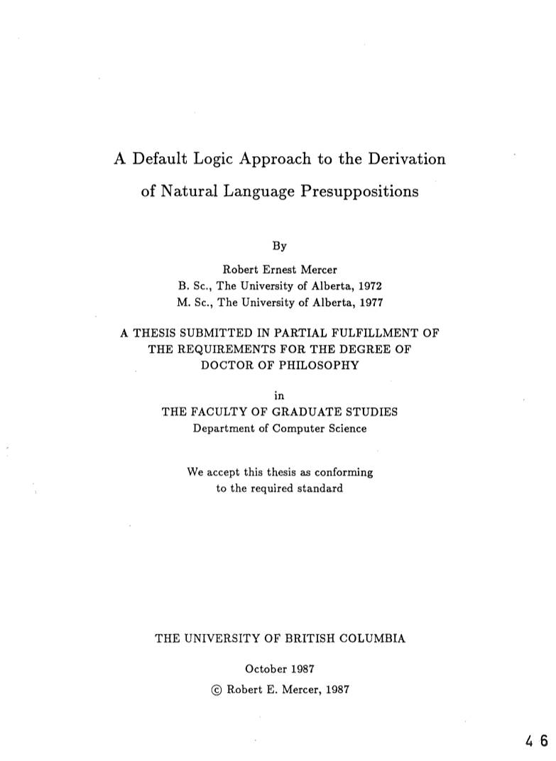 A Default Logic Approach to the Derivation of Natural Language Presuppositions
