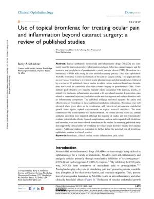 Use of Topical Bromfenac for Treating Ocular Pain and Inﬂammation Beyond Cataract Surgery: a Review of Published Studies