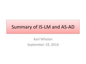 Summary of IS-LM and AS-AD