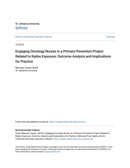 Engaging Oncology Nurses in a Primary Prevention Project Related to Radon Exposure: Outcome Analysis and Implications for Practice