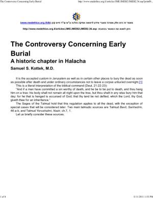 The Controversy Concerning Early Burial