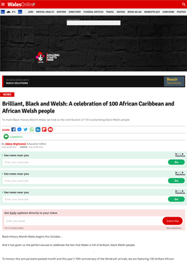 Brilliant, Black and Welsh: a Celebration of 100 African Caribbean and African Welsh People