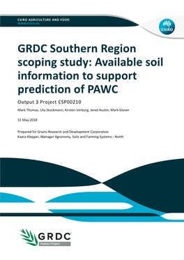 GRDC Southern Region Scoping Study