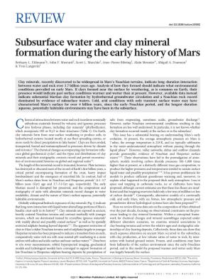 Subsurface Water and Clay Mineral Formation During the Early History of Mars Bethany L