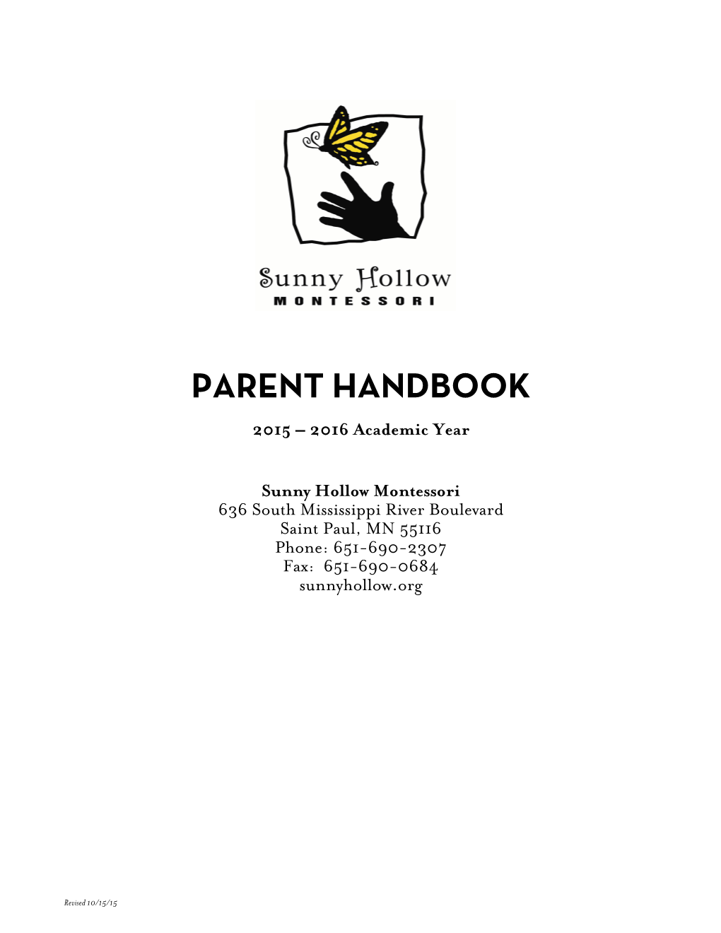 2015-2016 SHM Parent Handbook (10-15-15)