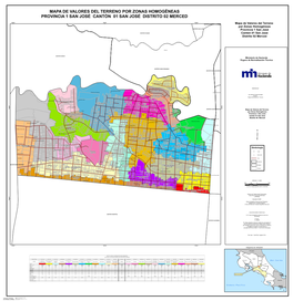 Mapa De Valores Del Terreno Por Zonas Homogéneas Provincia 1 San José Cantón 01 San José Distrito 02 Merced