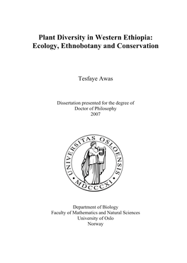 Plant Diversity in Western Ethiopia: Ecology, Ethnobotany and Conservation