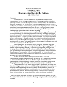 TRADING UP: Reversing the Race to the Bottom by Joel Richard Paul1