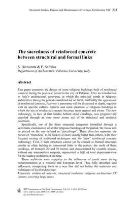 The Sacredness of Reinforced Concrete Between Structural and Formal Links
