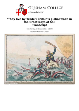 Britain's Global Trade in the Great Days of Sail Transcript