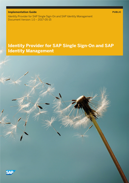 Identity Provider for SAP Single Sign-On and SAP Identity Management Document Version: 1.0 – 2017-05-15