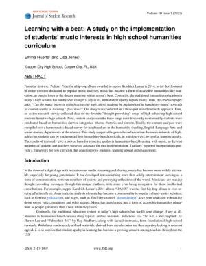 A Study on the Implementation of Students' Music Interests in High