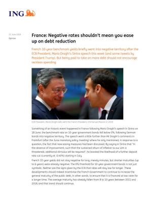 France: Negative Rates Shouldn't Mean You Ease up on Debt