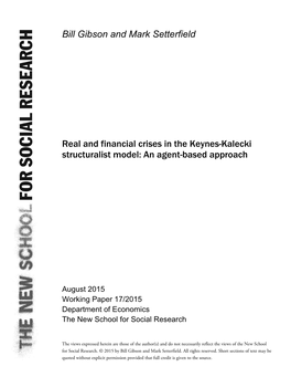 Bill Gibson and Mark Setterfield Real and Financial Crises in the Keynes