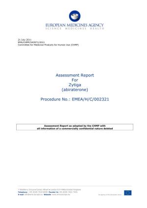 Assessment Report for Zytiga (Abiraterone) Procedure