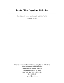 Laufer China Expedition Collection